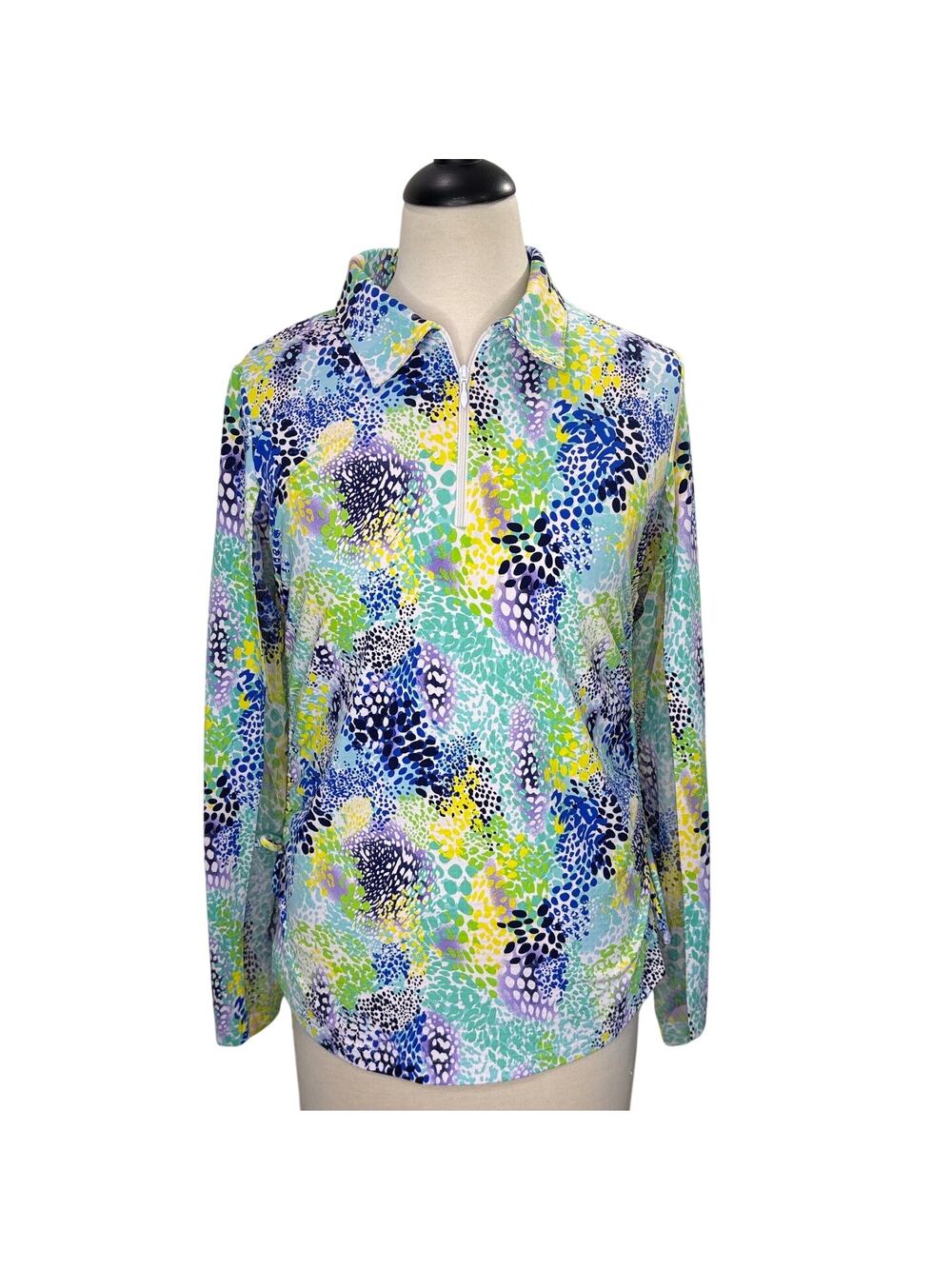 IBKUL Size S Top Lessie Long Sleeve Zip Mock UPF 50+‎ Tennis Golf Pickleball
